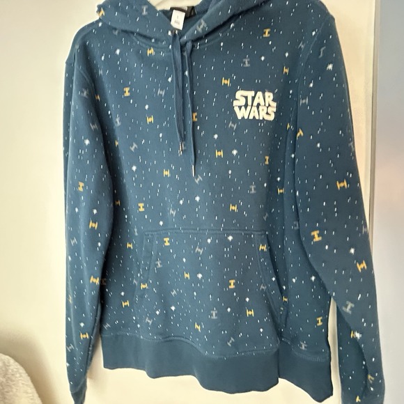 Star Wars All Over Graphic Print Dark Blue Stars & Ships Unisex Hoodie Large - Picture 4 of 15